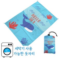 엔코슈 방수 휴대용 피크닉 매트 세탁기 사용 가능 돗자리 경량 초경량 감성 여행, 고래 헬로씨