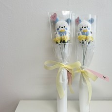 쁘띠 로즈 곰돌이 한송이 인형꽃다발, 2개, 파랑