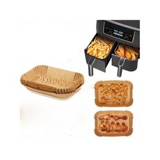 10 200pcs 바베큐 종이 오일 일회용 에어 양피지 베이킹 스퀘어 방수 프라이어 구이 라이너 Gr, ctangle 200pcs