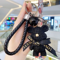 샤인월드 귀여운 곰돌이 키링 열쇠고리, 화이트, 1개