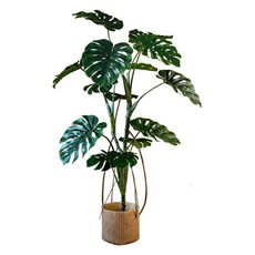 몬스테라화분 대형 인조 식물 사무실 카페 가짜 120cm, 2. 짚바구니+거북대나무 (120cm)