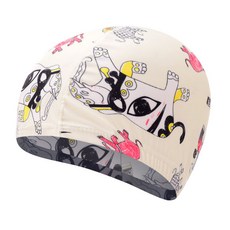 花色純色布泳帽 舒適溫泉不勒頭游泳帽 成人男士女士兒童通用, 淺藍色,默認, 1個