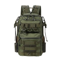 JRENA WAY 戰術雙肩包 大容量防水耐磨 戶外釣魚路亞魚竿包, 軍綠牛津布