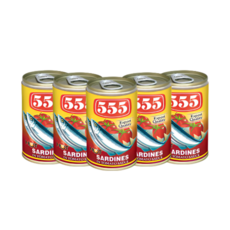 555 Sardines in Tomato Sauce Hot 사딘스 토마토 핫 매운맛 155g, 5개
