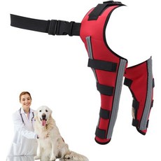 강아지 다리 보호대 예방 커버 붕대 유스탈리 강아지용 무릎 조절 가능 서포트 브라켓 - 뒷다리용 슬리브 회복 훈련 관절 고정 가동성 보강, 빨강, L