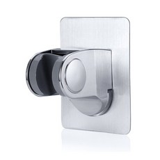 免鑽孔蓮蓬頭支架，強力黏貼，多角度調整, 無痕壁掛架(銀)