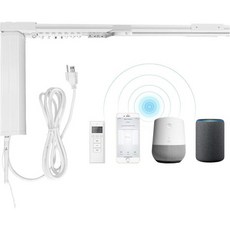 가전제품 스마트 커튼 자동 커튼 시스템 WiFi 제어 알렉사 호환 Google 홈 길이 조절 가능(6.5피트 막대), 홈서플라이어 스마트 커튼 자동 시스템 WiFi 제어 A, 1개