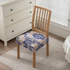 호환 꽃 프린트 의자 시트 커버 탈착식 세탁 가능 방진 신축성 스판덱스 다이닝 룸 덮개를 씌운 의자 쿠션, 01 Seat Cover, 18 10