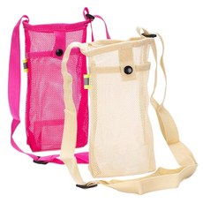 조절 가능한 어깨끈이 ROGOWOL 2팩 휴대용 물병 가방 스포츠 하이킹 캠핑 워킹을 위한 접이식 경 비치 슬링백, D-Rose Red/Beige, D-로즈 레드/베이지