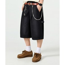 DIMITRI BLACK 바이오워싱 카펜터 버뮤다 코튼 팬츠_블랙 306899