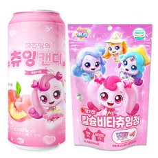 하츄핑의 츄잉캔디 핑크 복숭아맛+칼슘 비타츄잉정 딸기, 1세트, 122g, 츄잉캔디+비타츄잉정 딸기