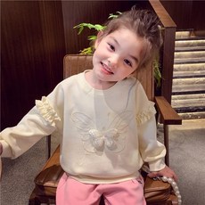 女童衛衣春秋裝 韓版洋氣兒童蝴蝶時髦中大童女寶 長袖上衣