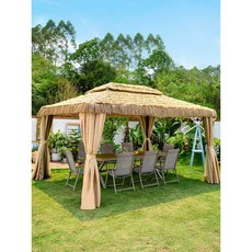 시골정자 파라솔 마당 펜션 쉼터 야외정자 농막 조립, 5. 3.5x3.5 초가집(기둥 8CM)