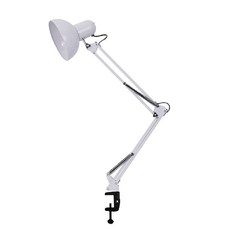 GOODAY 加長型美式工業風夾式檯燈 360°旋轉調節燈臂 E27接頭 白色, 1RPM_COUNT