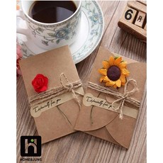 홈앤정 플라워 카드 키트 꽃 편지지 크래프트 엽서 수제 봉투 세트, 1팩, 장미 해바라기 핑크카네이션 퍼플카네이션 4종