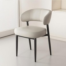 쿠리브 실내 소프트 가죽 편한 식탁의자, 1개, 라이트그레이