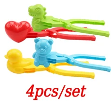 눈오리집게 오리몰드 장난감 4팩 모듬 눈덩이 발톱 플라스틱 오리 눈사람 하트 크리스마스 트리 순록 눈송이 곰 모양의 야외, 1)YRX4-02