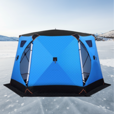 차니글로벌 큐브텐트 특대 6-8인용 얼음 낚시 원터치 방한 동계 빙어 누빔 야외 육각, 아이스블루