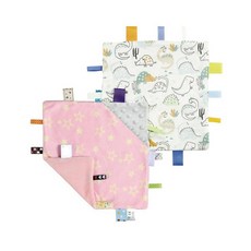 해외 CREVENT Tag Security 아기용 담요 남아용 부드럽고 작은 러비 아기 이불 감각 생일 베이비 샤워를 위한 훌륭한 선물 25.4 x 25.4cm10 10인치 8, Pink Star + Dinosaur.