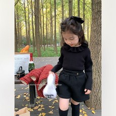 QIHAO 女童針織上衣 花邊領