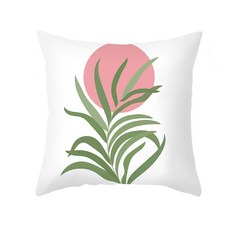 莫蘭迪色植物抱枕套 極簡裝飾 短毛絨 抽象美學 沙發靠枕 靠墊套, 09,45*45cm