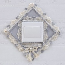 布藝蕾絲開關保護套，牆壁裝飾貼紙, 花朵灰菱形