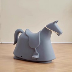 흔들목마 말 놀이기구 키즈놀이 장난감 흔들의자 흔들말, 회색 파랑