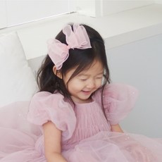 (국내제작) 피치마르쉐 핑크 리본 공주 머리띠 여아 쉬폰 헤어밴드