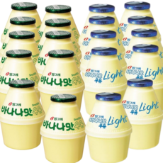 빙그레 단지우유 2종 혼합 (바나나맛우유 and 바나나맛우유 라이트), 240ml, 20개