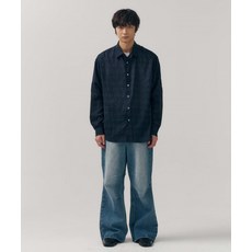 [미나브] 데이 크링클 오버 체크 셔츠 [인디고네이비]