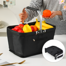 튼튼한 알루미늄 프레임 접이식 대용량 옥스포드 장바구니, 블랙, 1개