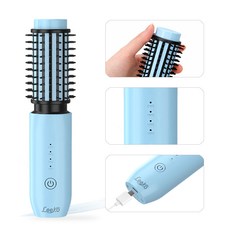 Leeko 무선 뿌리볼륨 미니 고데기/스타일러 웨이브 빗고데기 /모발손상 없는 4단 온도조절 음이온 고데기/ 휴대용 충전식 봉고데기/앞머리 고데기, K-102, 블루