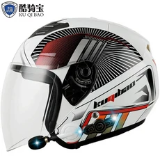 KUQIBAO DOT 오토바이 헬멧 남성 및 전기 자동차 하프 US 3C 듀얼 인증 Bluetooth 포함, 02 XL, 02 Color a240b