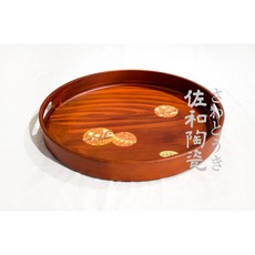 佐和陶瓷 金彩球漆器托盤-日本製 XL13103-33 漆器托盤 餐具擺盤 木紋托盤, 1個