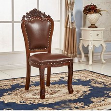 유럽풍 엔틱 식탁의자 빈티지 다이닝체어 카페 다이닝, 유목의자811가죽, 1개