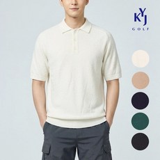 김영주골프 여름 카라넥 부클 니트티 남성 반팔 골프 니트 DQMMNT35