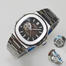 세이코 남성용 기계식 시계 NH35 NH38 오토매틱 비즈니스 방수 스틸, 1, S. NH38실버 화이트