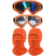 ImmoON 온o오토바이고글2개 방한모2개 더트바이크ATV모토크로스라이딩레이싱스키고글안전안경 옐로우프레임다채로운투명렌즈 옐로우페이스마스크포함125752, 주황색