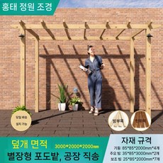 나무정자 농막 조립식파고라 만들기 파라고 정자 랙 벤치 바베큐장 햇빛가리개 차양 원두막, 3. 3x2x2m
