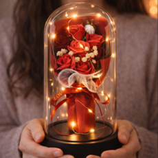 로즈루미에 꺼지지 않는 장미 영생화 LED 무드등, 1개, 로얄 레드