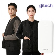 디테크 포함 발열 2버튼 7발열패드 온도조절 3단 열선조끼 온열 배터리 V넥 USB 조끼 보온