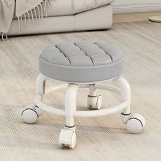 등받이이동의자 낮은의자 바퀴달린 작은바퀴 플라스틱 쿠션 원형 스툴 화이트, B. 클라우드 그레이  두꺼운 플라스틱 프레임  범용, B. 클라우드 그레이 두꺼운 플라스틱 프레임 범용 휠