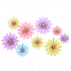 파티짱 플라워 페이퍼 팬 세트 행잉 데코 파티 가랜드 장식, 데이지 레인보우, 1개