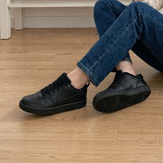나이키 주니어운동화 코트버로우 로우2 올블랙 등하교 운동화 여성스니커즈 신발파우치증정