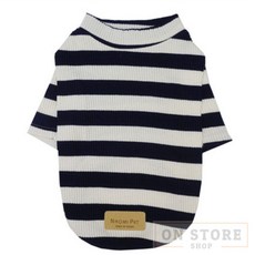 [ON디자인] 골지 스트라이프 네이비 강아지커플룩, M
