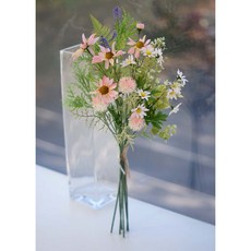 플라워아츠 조화부케 셀프웨딩 꽃다발 들꽃믹스 인조장식, 1개, 크림