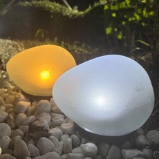 비상 LED 돌 태양광 정원석 스톤 정원등 야외 조명 램프 전등, 웜화이트(대)