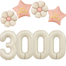 파파 파티 크림 데이지 대형 숫자 풍선 기념일 생일 세트, 1세트, 크림 3000 + 데이지 2p + 별 2p