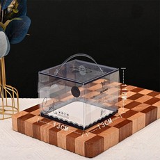 조각케이크 포장용기 앞열림 포장상자 원형 디저트용기, 1개, 블루 투명 손잡이+화이트 받침대
