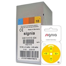 시그니아 보청기 10번(40EA) 배터리 건전지 밧데리, 40개, 10번